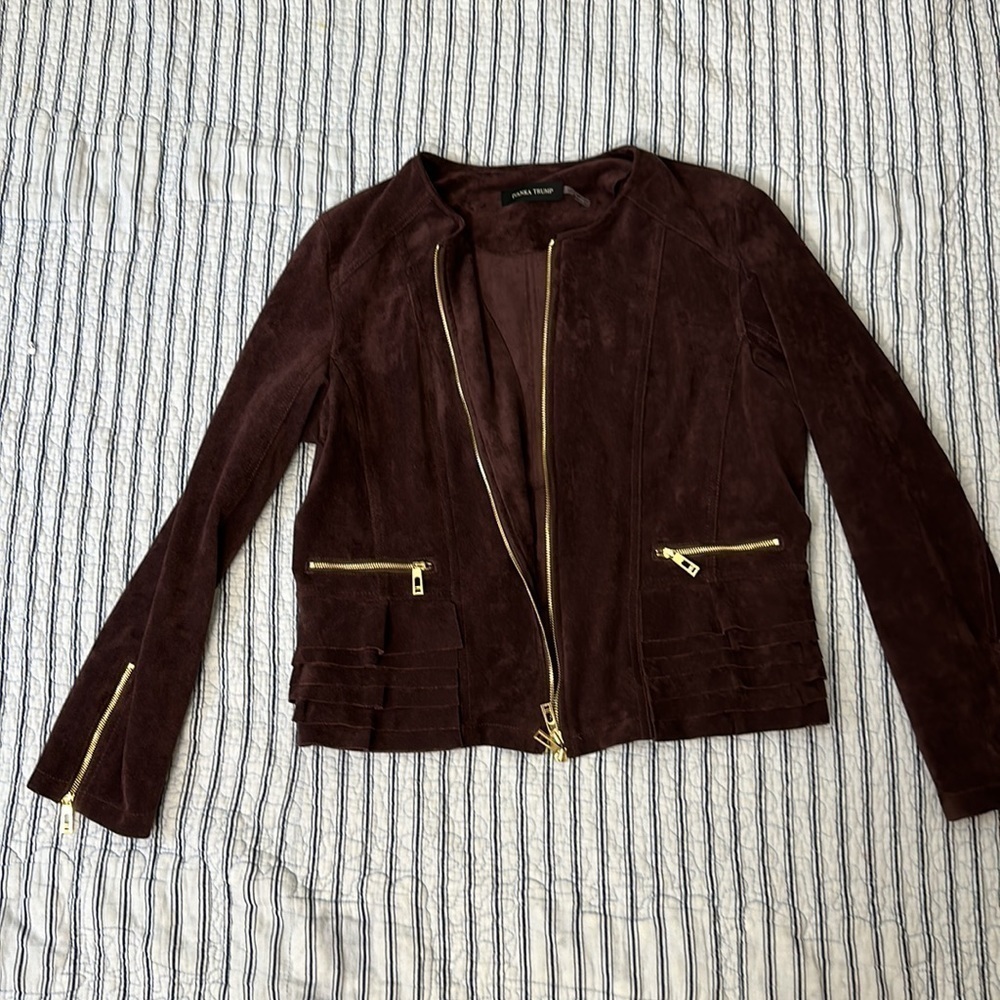 Ivanka Trump  Full Zip Blazer Faux Suede jacket size L - Picture 3 of 14